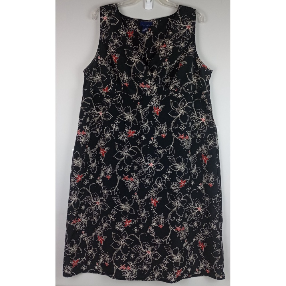 Venezia Womens 18/20 Black White Floral Sleeveless Empire Waist Sundress